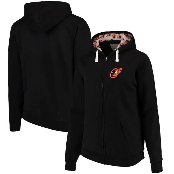 Women's Plus Size  MLB Baltimore Orioles Black Full-Zip Hoodie Pennant Race 3x - Picture 1 of 2